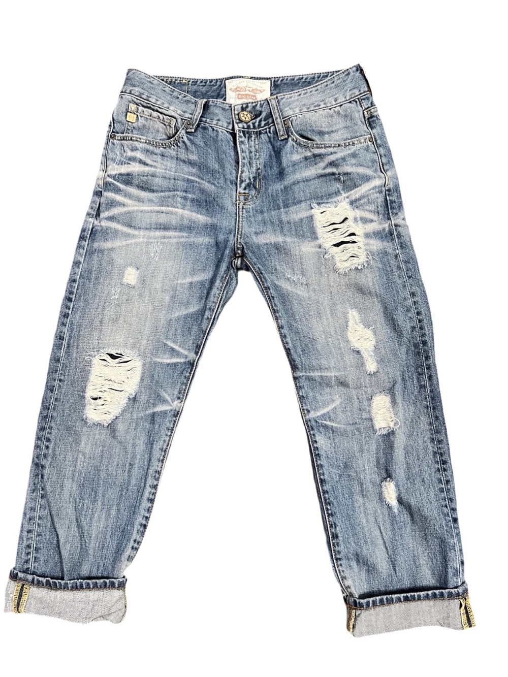 Big Star Women’s Relaxed Distressed Boyfriend Cropped Denim Jeans Size 28